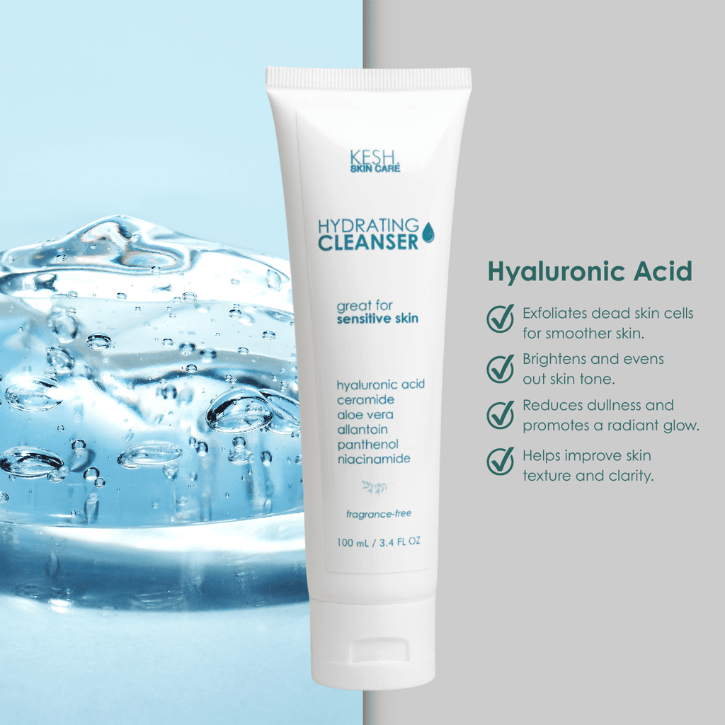 KESH Hydrating Facial Cleanser – Ceramides + Hyaluronic Acid + Niacinamide – Gentle Barrier-Repair Gel Cleanser for Dry & Sensitive Skin – 100ml