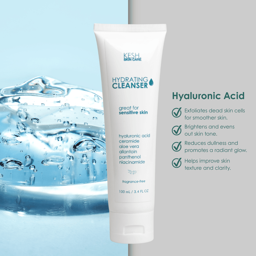 KESH Hydrating Facial Cleanser – Ceramides + Hyaluronic Acid + Niacinamide – Gentle Barrier-Repair Gel Cleanser for Dry & Sensitive Skin – 100ml