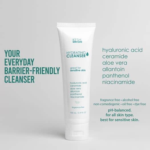 KESH Hydrating Facial Cleanser – Ceramides + Hyaluronic Acid + Niacinamide – Gentle Barrier-Repair Gel Cleanser for Dry & Sensitive Skin – 100ml