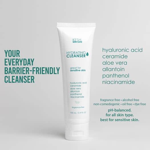 KESH Hydrating Facial Cleanser – Ceramides + Hyaluronic Acid + Niacinamide – Gentle Barrier-Repair Gel Cleanser for Dry & Sensitive Skin – 100ml