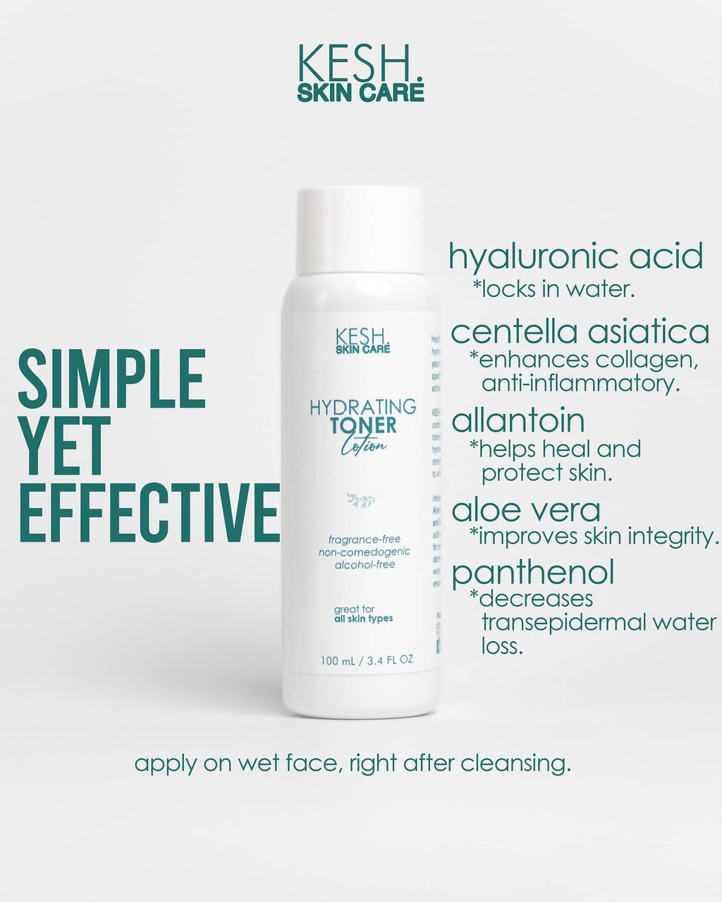 KESH Hydrating Toner Lotion – Soothing & Barrier-Strengthening Toner for All Skin Types – 100 ml