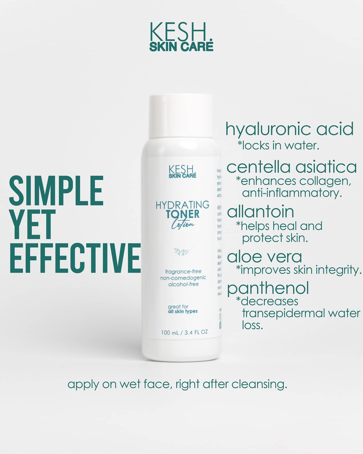 KESH Hydrating Toner Lotion – Soothing & Barrier-Strengthening Toner for All Skin Types – 100 ml