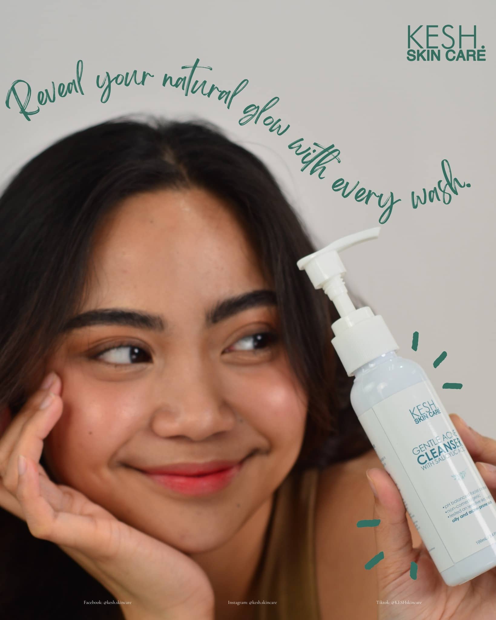 KESH Gentle Acne Cleanser – 2% Salicylic Acid + Allantoin – Deep Pore Cleansing & Acne Control Face Wash – 100ml