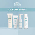 KESH Oily Skin Bundle – Gentle Acne Cleanser, Hydrating Toner, Daily Essential Moisturizer & Weightless Sunscreen | Complete Skincare Set for Oily and Acne-Prone Skin