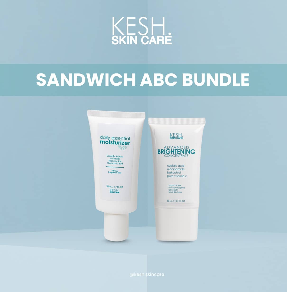 KESH Sandwich ABC Bundle – Advanced Brightening Concentrate & Daily Essential Moisturizer | Brightening & Hydrating Duo for Glowing Skin