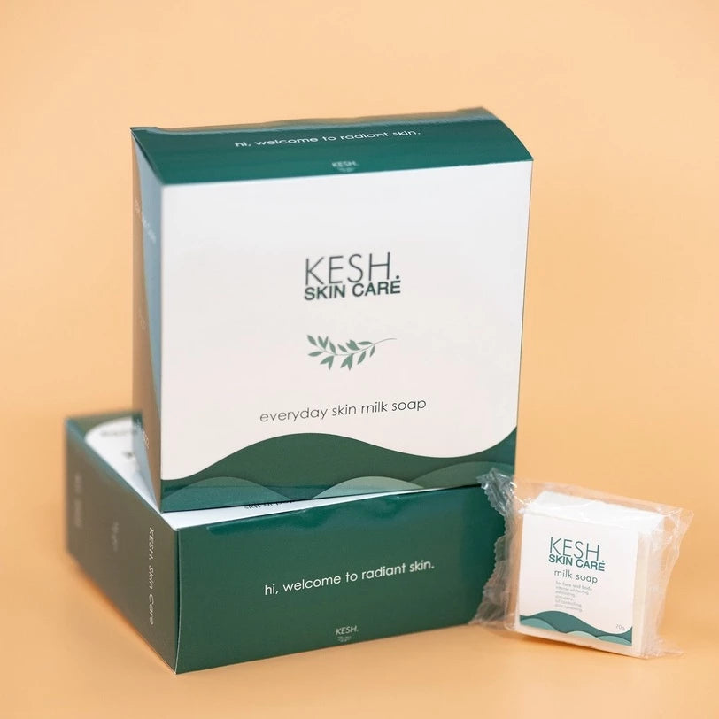 [10 PIECES] KESH Milk Soap – Exfoliating & Skin-Renewing Soap for All Skin Types – 1 BOX